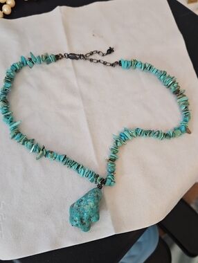 Turquoise Chip Pendant Necklace - Turquoise Blue